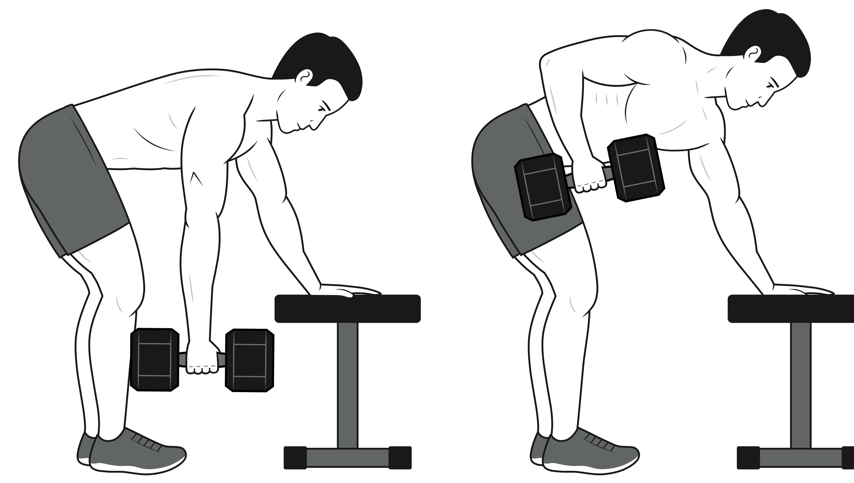 Rowing d’un bras avec haltère